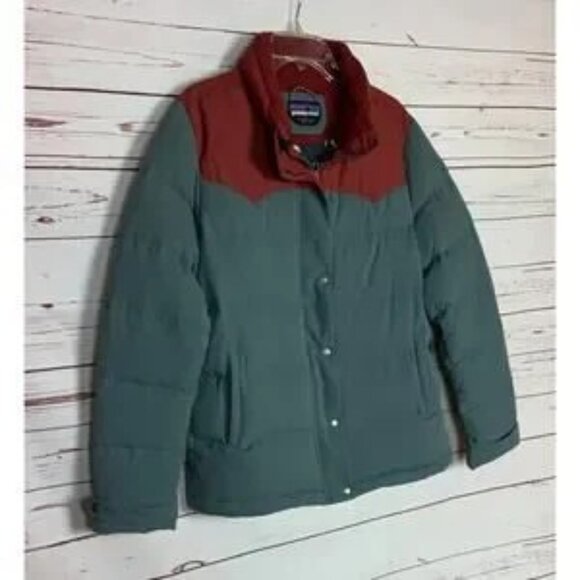 Patagonia Women's XL Extra Large Bivy Burgundy Gray Blue Down Winter Jacket Coat - Picture 8 of 14